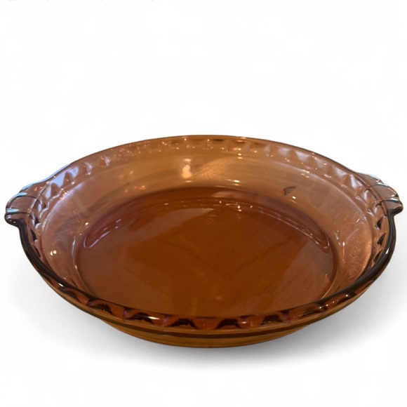 Vintage Pyrex Cranberry 9.5" Fluted Pie Plate # 229 Scalloped Edge‎ with Handles - Picture 3 of 5